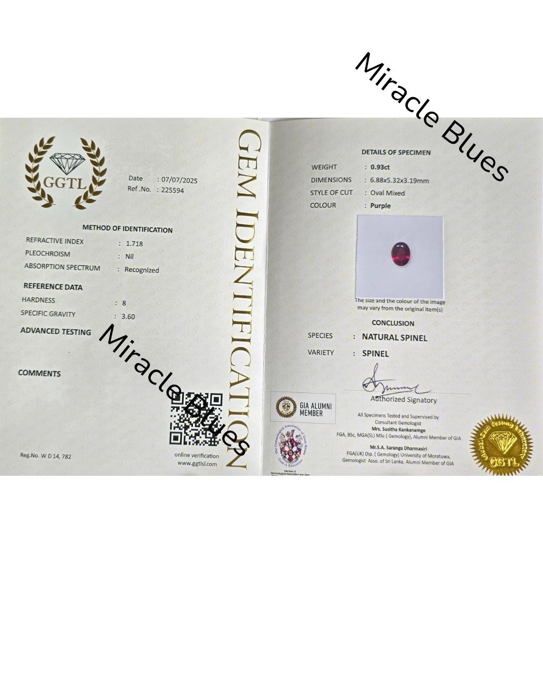 0.93 CT | Natural Purple Spinel Oval Mixed | Certified - Image 3